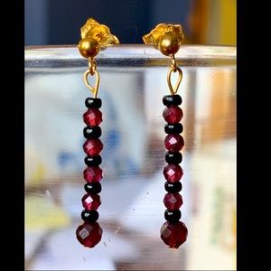 14k gold garnet earrings, handcrafted
